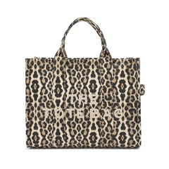 Brown Leopard print Tote bag with long strap - ( L-009 ) Large size