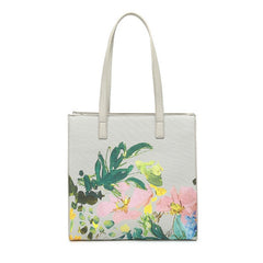 Grey flower Tote bag with long straps - 727