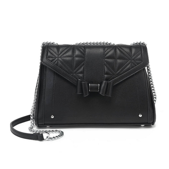 Black bow quilted shoulder bag - K397