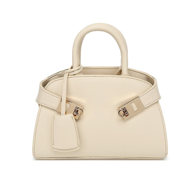 Beige Top handle bag with long straps - 10275