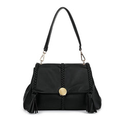 Black shoulder bag with tassel - K1298