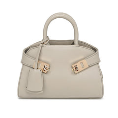 Grey Top handle bag with long straps - 10275