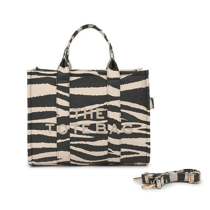 Black Leopard print Tote bag with long strap - ( L-007 ) Mini size (Copy)