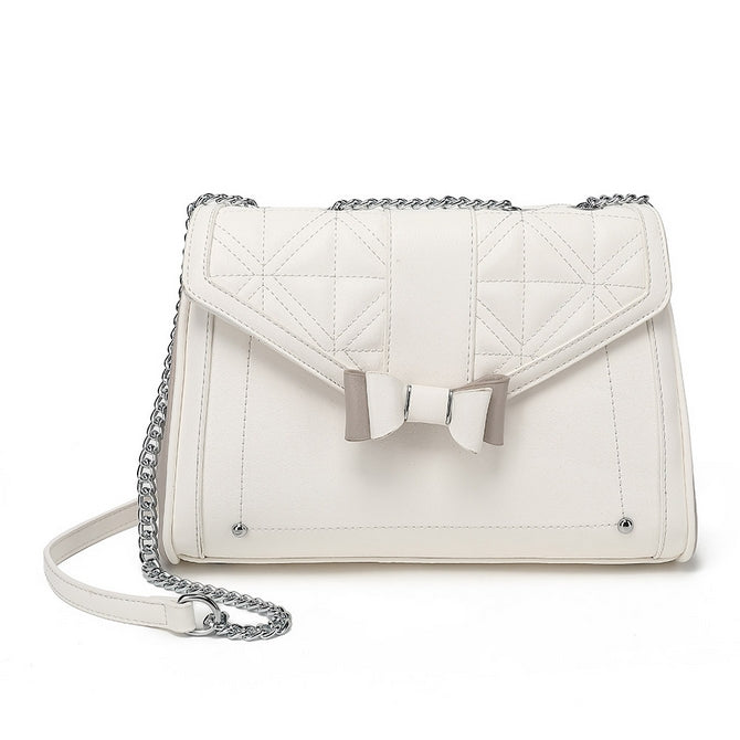 White bow quilted shoulder bag - K397