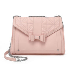 Pink bow quilted shoulder bag - K397