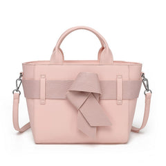 Pink bow top handle bag with long straps - 700