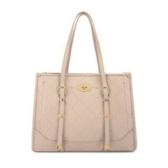 Beige Tote bag middle zip pocket with long strap - 5125