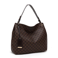 Brown check slouch bag with long strap - 5328 ( Back in store )