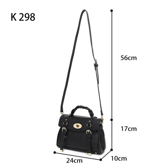 Black top handle satchel bag lock  with long strap - K298 ( Small Size )