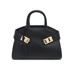 Black Top handle bag with long straps - 10275