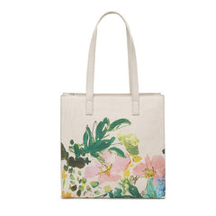 Cream flower Tote bag with long straps - 727