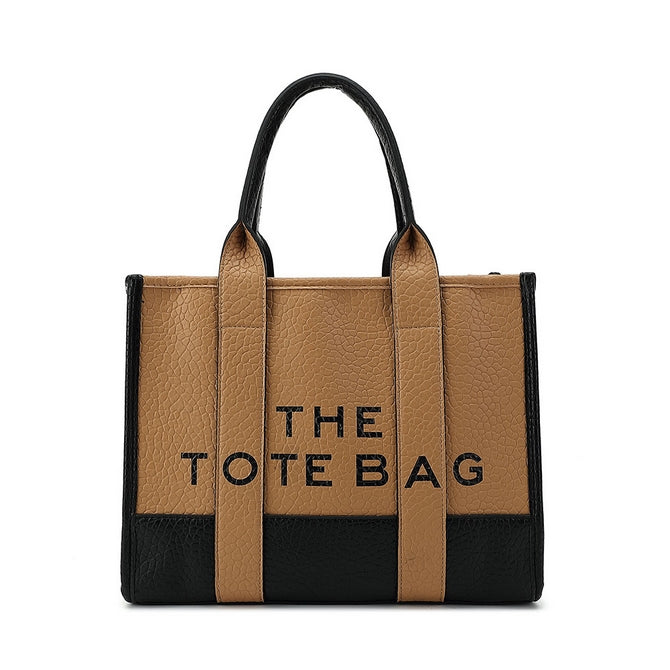 Khaki leather look tote bag - 0804-1 ( Large ) Back in stroe