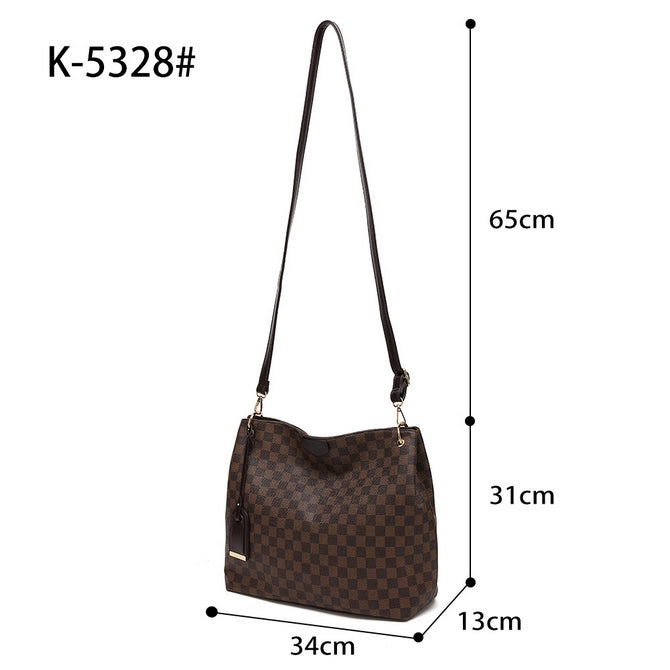 Black check slouch bag with long strap - 5328 ( Back in store ) (Copy)