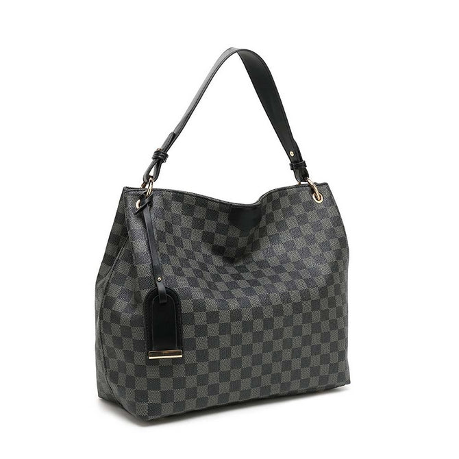 Black check slouch bag with long strap - 5328 ( Back in store )