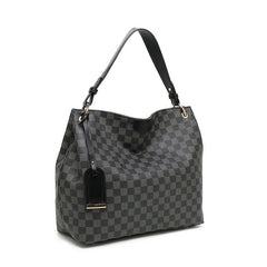 Black check slouch bag with long strap - 5328 ( Back in store ) (Copy)