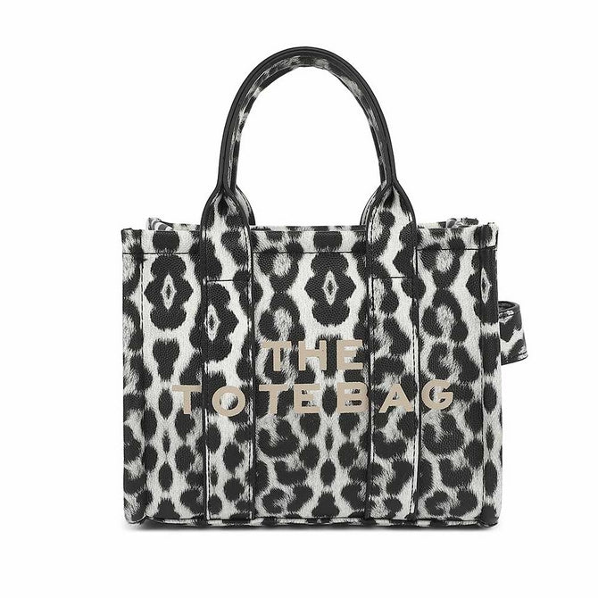 Black Leopard print Tote bag with long strap - ( L-007 ) Mini size (Copy)