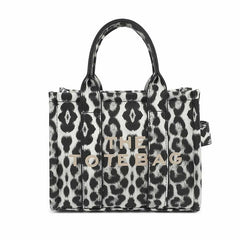 Black Leopard print Tote bag with long strap - ( L-007 ) Mini size (Copy)