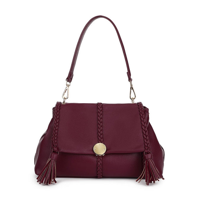 Wine shoulder bag with tassel - K1298