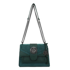 Green lion face shoulder bag with double zip pockets - 1905 ( Back in store )