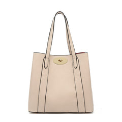 Beige top handle bag long strap three compartment with red lining- K808 ( Back in store )