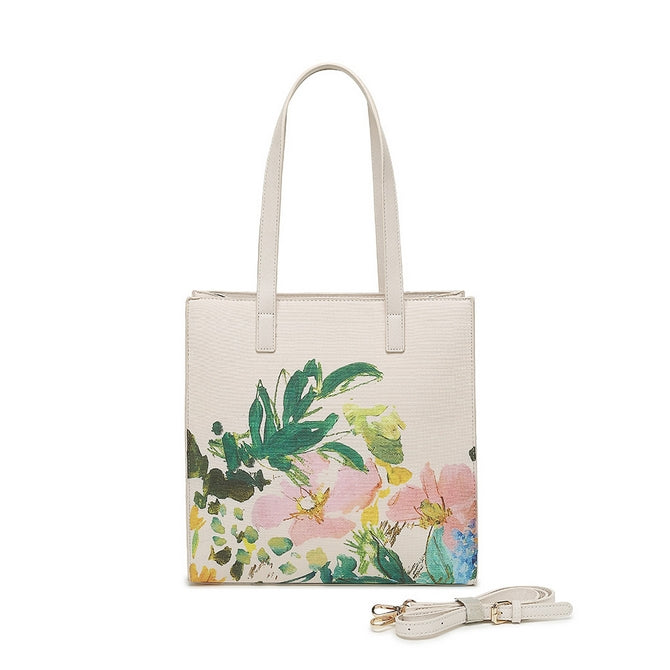 Grey flower Tote bag with long straps - 727