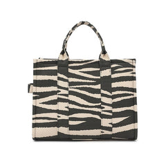 Black Leopard print Tote bag with long strap - ( L-008 ) Medium size