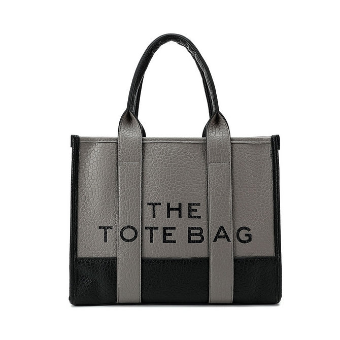 Grey leather look tote bag - 0804-1 ( Large ) Back in stroe