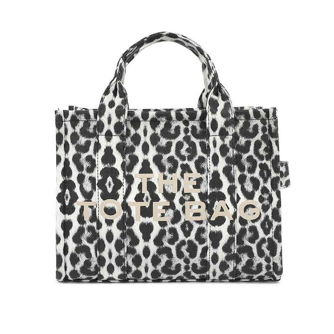 Black Leopard print Tote bag with long strap - ( L-008 ) Medium size