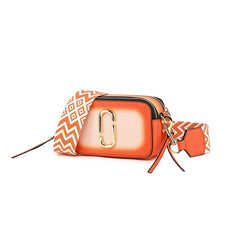 Orange Snapshot cross body bag with multicolour strap - K929