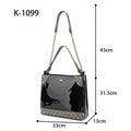 Beige bumblebee patent leather look shoulder bag with long strap - K1099