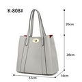 Beige top handle bag long strap three compartment with red lining- K808 ( Back in store )