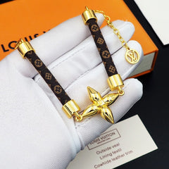 Ladies/women fashion brand inspired bracelet stainless steel and leather