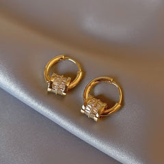 EUR402 Sparkling Huggie Hoop Earrings in Gold