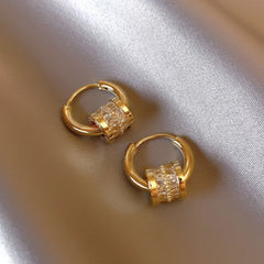 EUR402 Sparkling Huggie Hoop Earrings in Gold