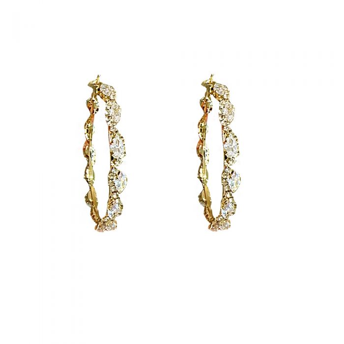 EUR254 Elegant Hoops Crystal Earrings in Gold